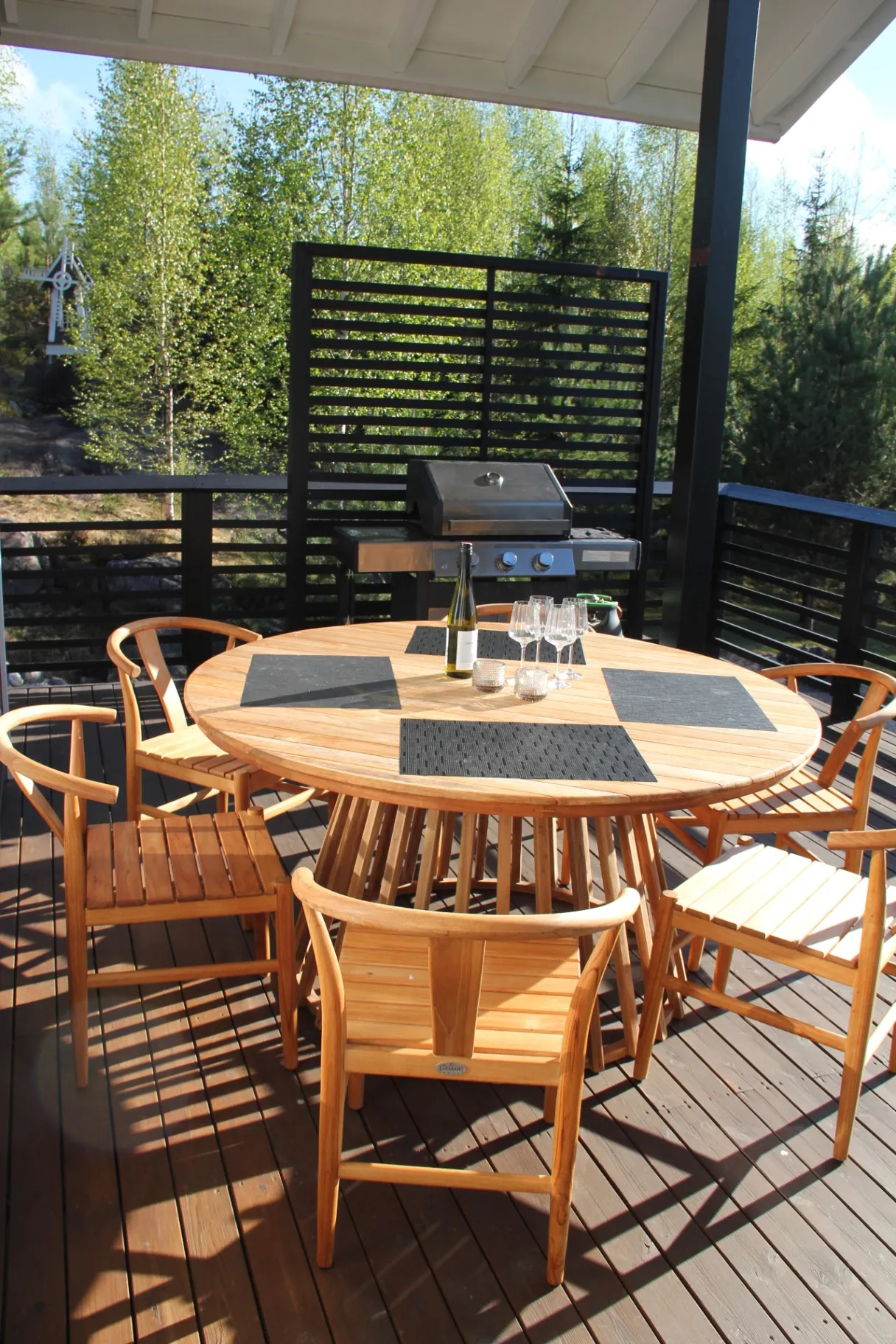 Outdoor dining table set for guests