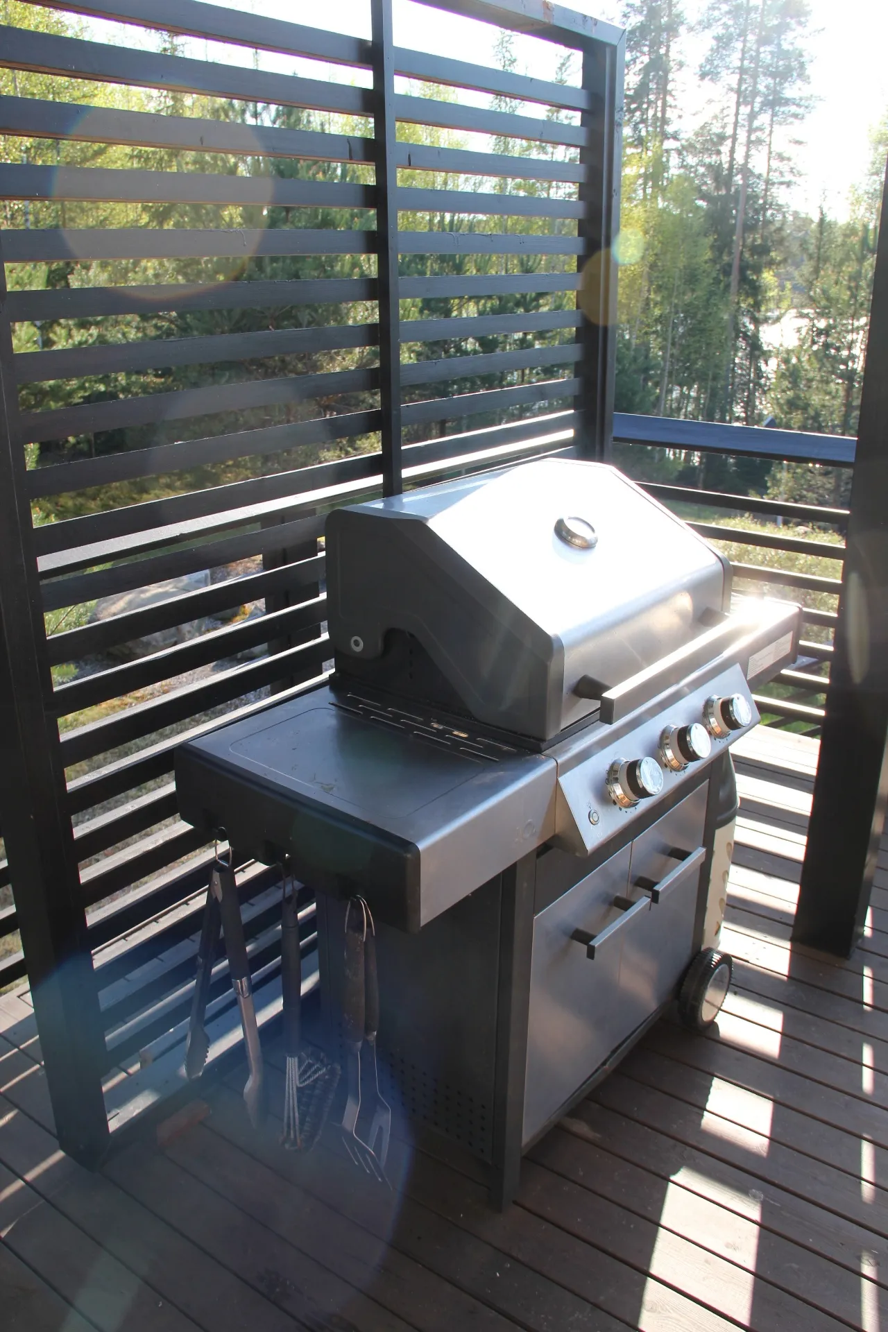 Gas grill on the terrace