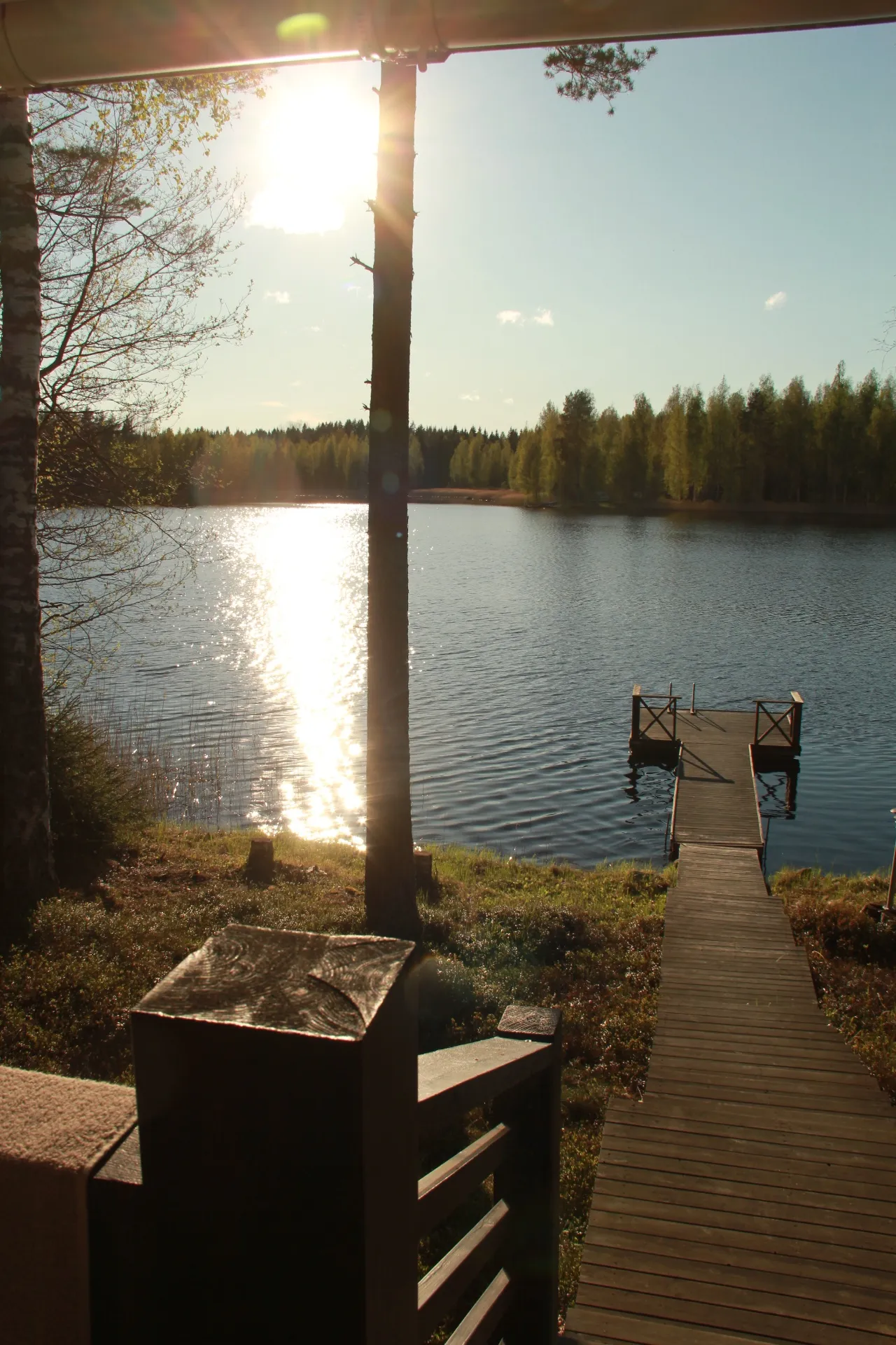 Golden-hour view from the sauna terrace