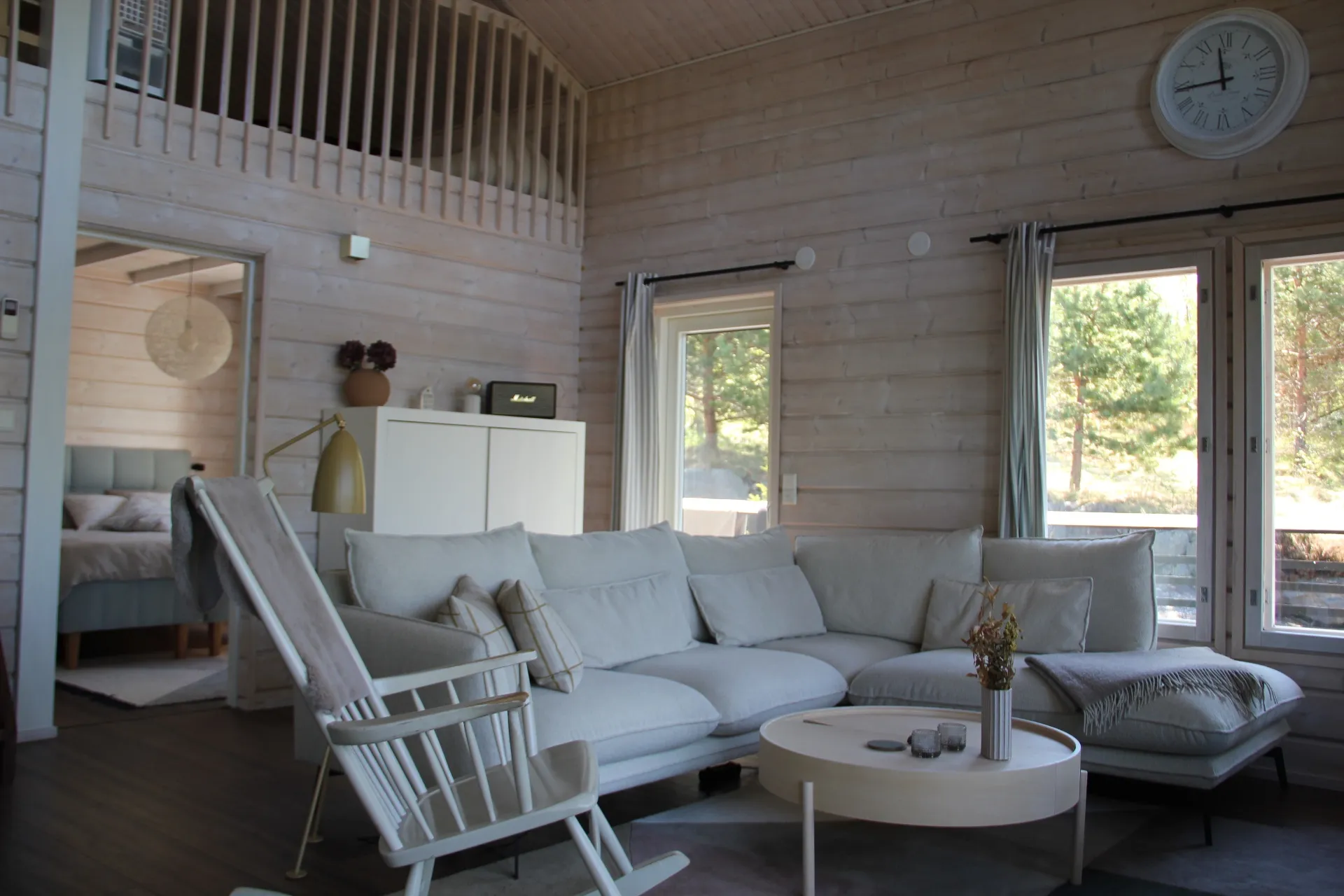 Sectional sofa with mezzanine view