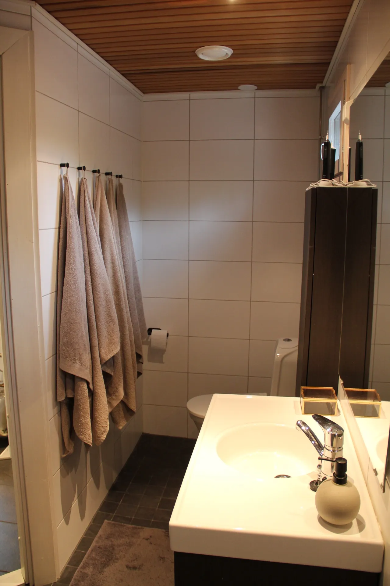Bathroom vanity and toilet